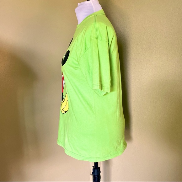 Disney Mickey Mouse Fluorescent Green Cotton Crew Neck Short Sleeve Graphic Tee - Picture 6 of 8